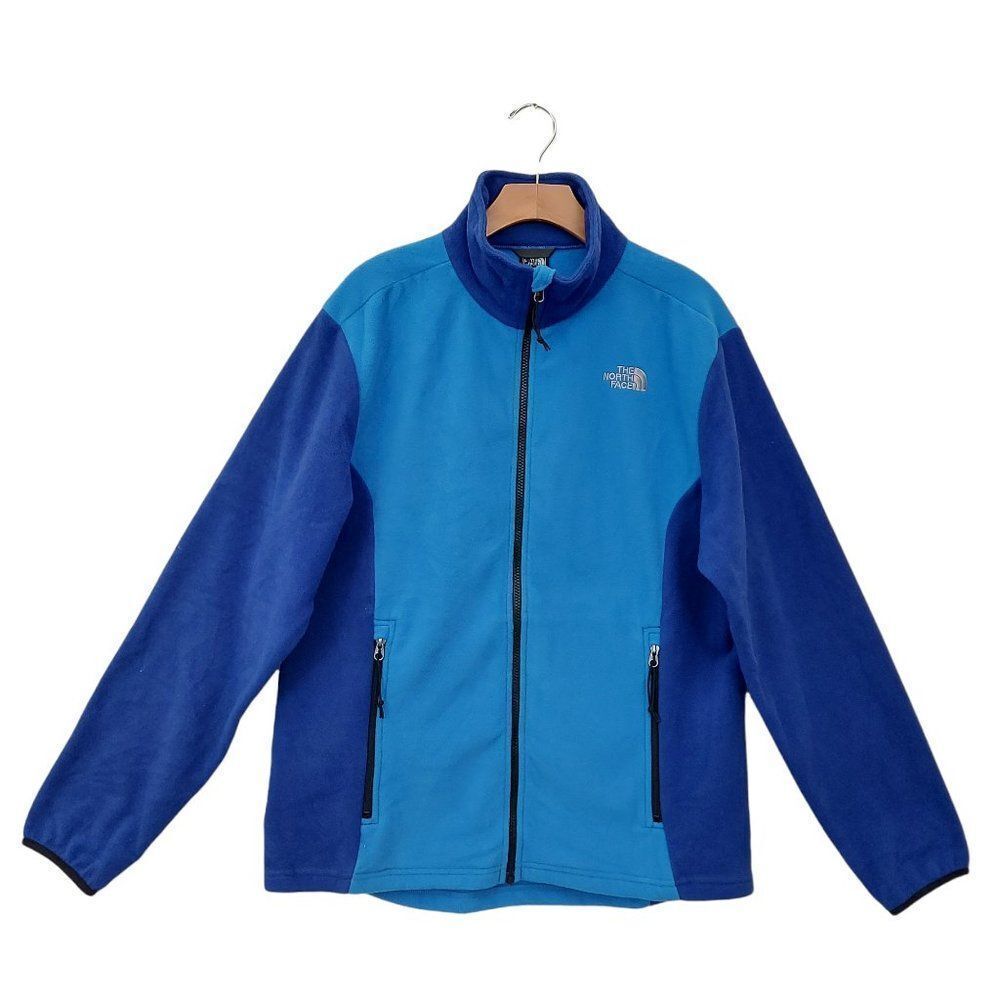 The North Face Jacket Mens Large Blue Fleece Full Zip Mock Neck Outdoor Travel